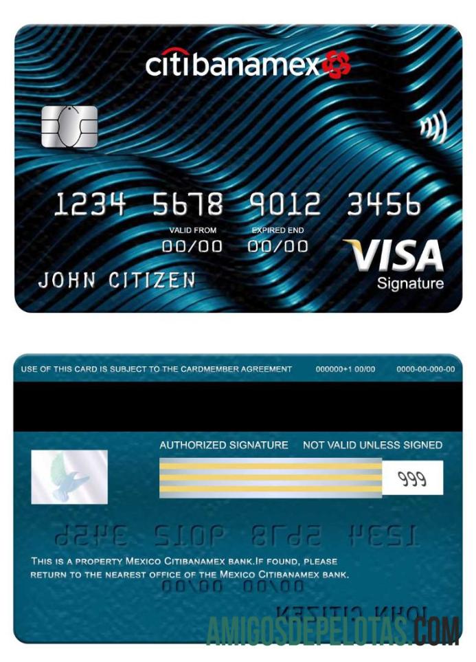Mexico Citibanamex Bank Visa Signature Card real example